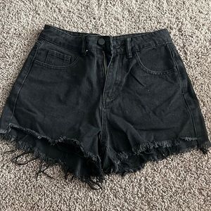 Black jean shorts